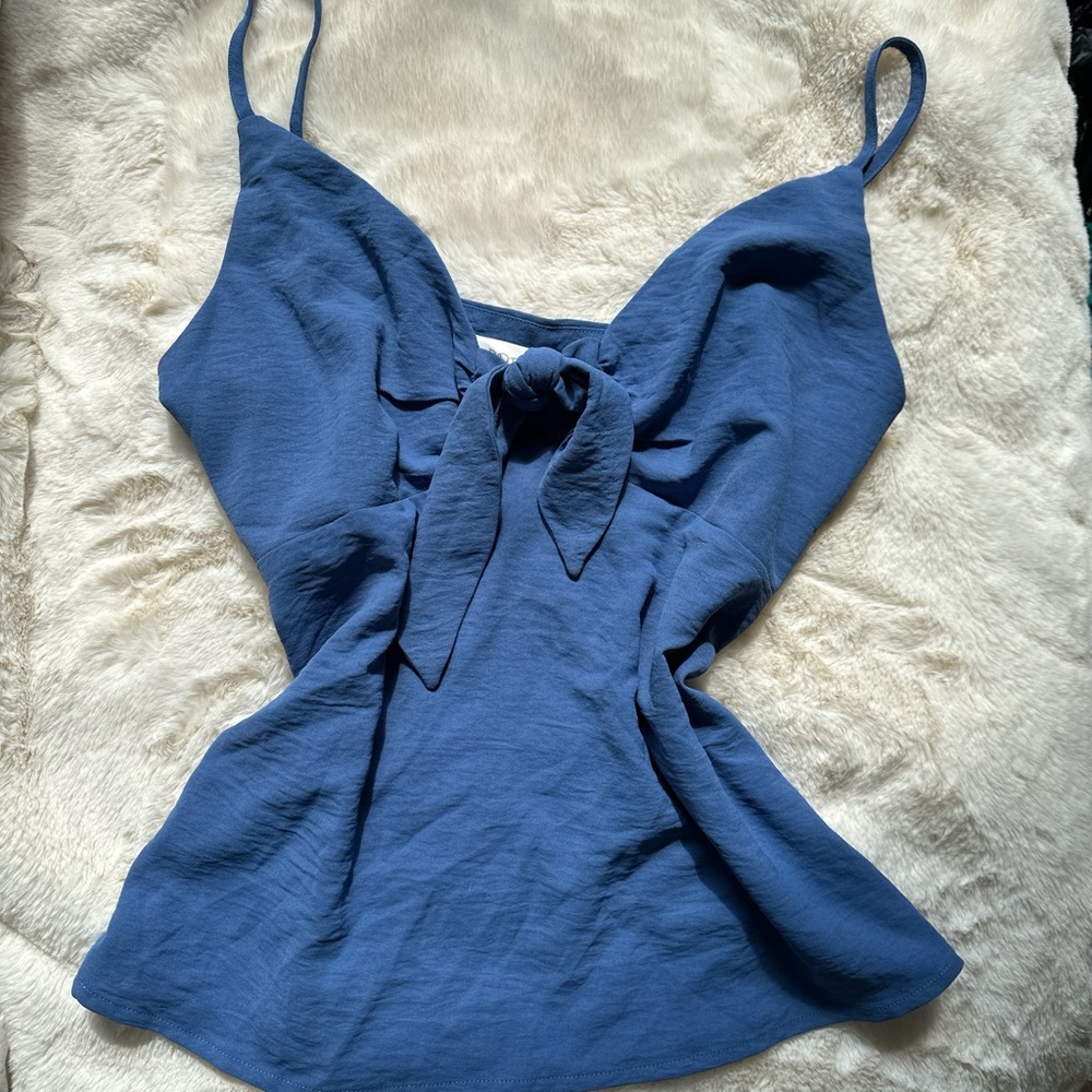 Blue Tie-Front Camisole Top